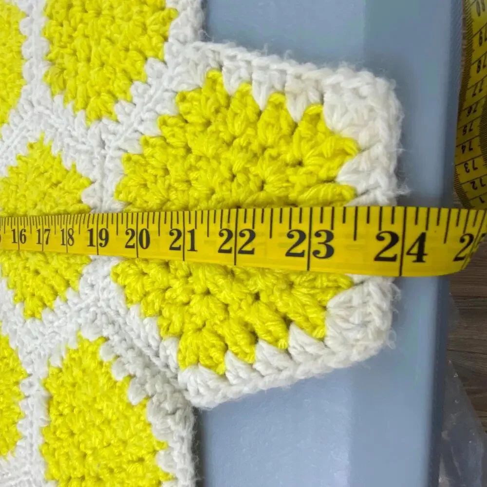 Handcrafted Crochet Yellow/White Honeycomb Pattern Table Decor